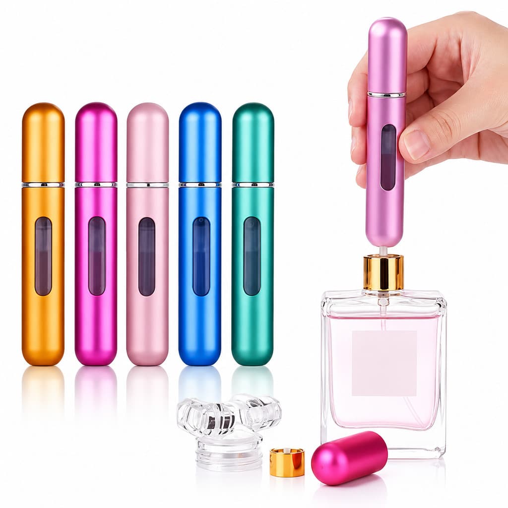 Kit 3 Frascos Portáteis para Perfume 5ml Recarregável para Bolsa e Viagem