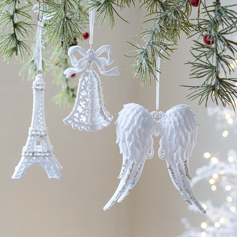Novo pingente de natal branco reunindo Elk floco de neve decoração da árvore de natal