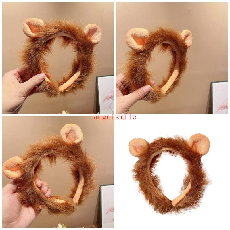 Dos Desenhos Animados Leão Bandana 3D Pelúcia Hairband Feminino Rosto Lavagem Hairhoop Adulto Fam