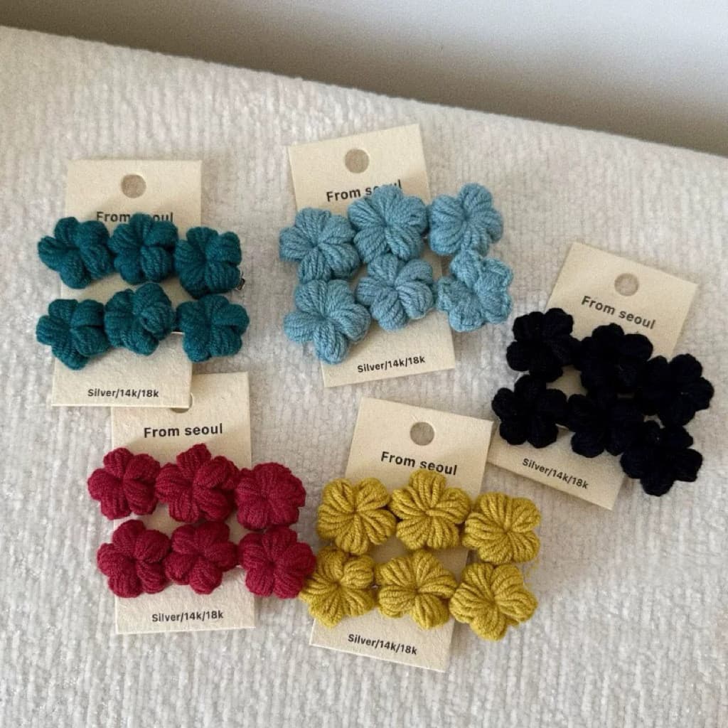 Presilha de cabelo feminina estilo coreano com flor de fio em degradê de três cores, versátil e única, adequada para fra