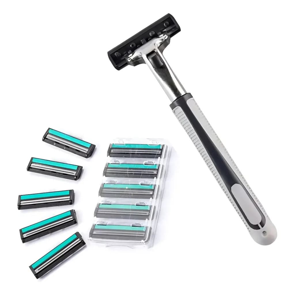 Kit 2 Aparelhos De Barbear Manual De Lâmina Dupla (40 Refis)
