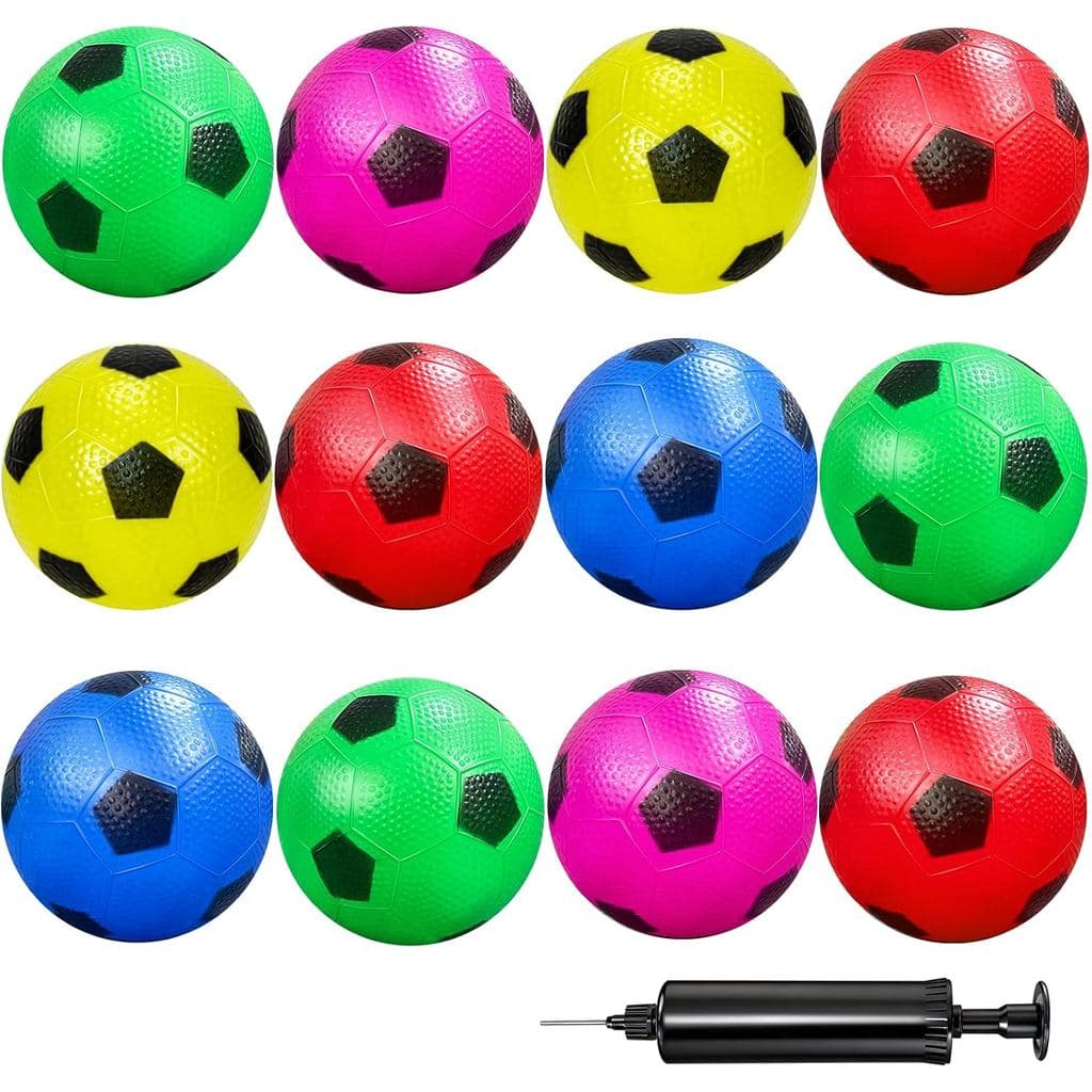 Pacote com 12 Mini Bolas de Futebol, Bolas Infláveis de 4'' para Crianças e Bebês, Brinquedos para Uso Interno e Externo