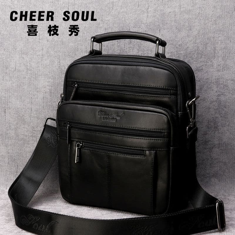Xizhixiu bolsa masculina de couro genuíno, bolsa de primeira camada de couro de vaca, novo estilo, bolsa de ombro pequen