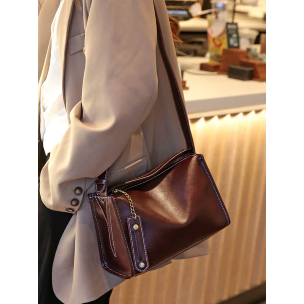 Primeira camada de couro axilas saco Retro saco do mensageiro grande capacidade couro genuíno bolsa feminina francês peq