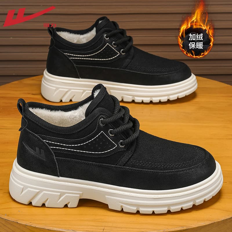 Puxar para trás sapatos masculinos botas de neve botas masculinas escovado engrossado baixo-Top outono inverno Martin bo