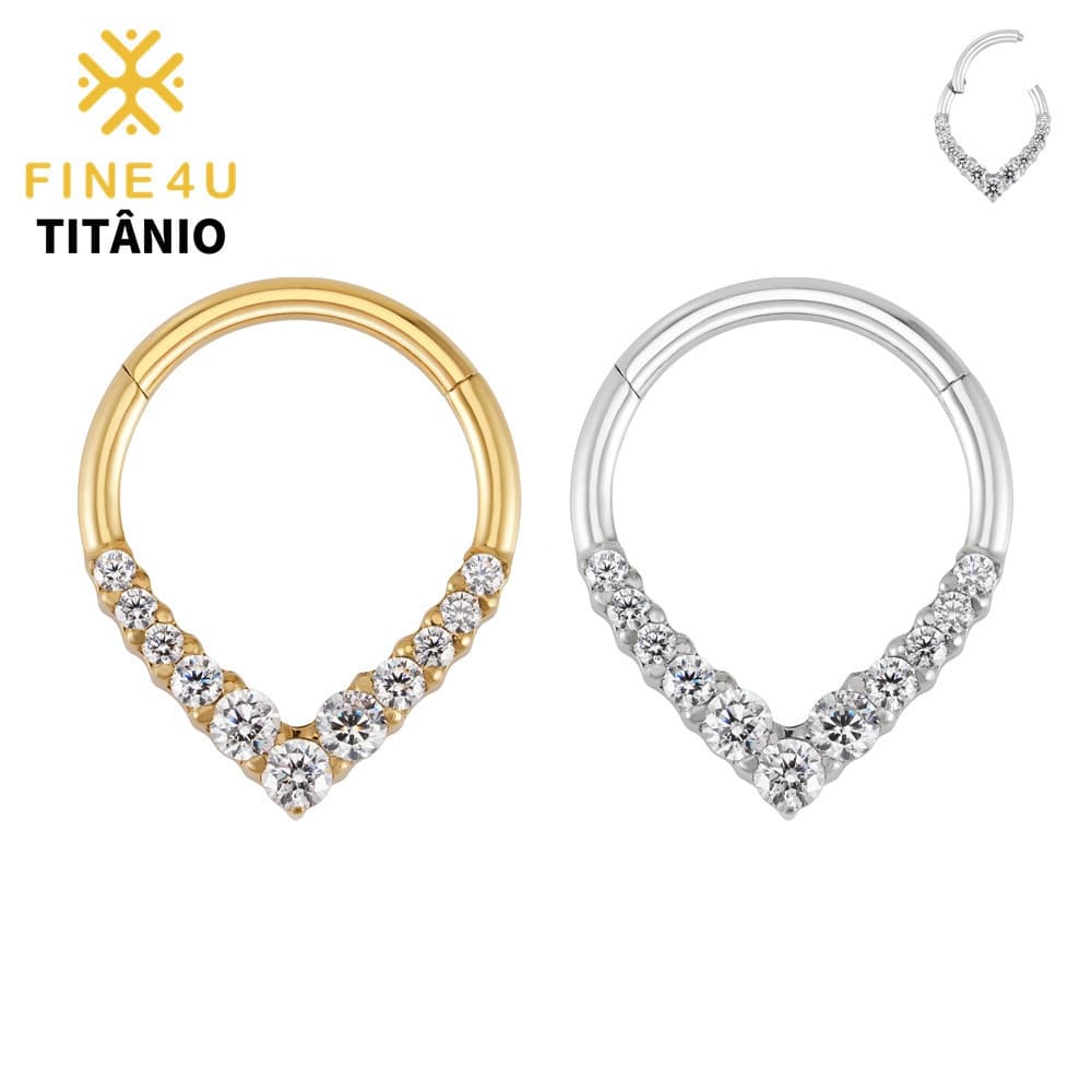 FINE4U Piercing Nariz Septo Daith 100% Titânio Tragus Helix 16G Hipoalergênico