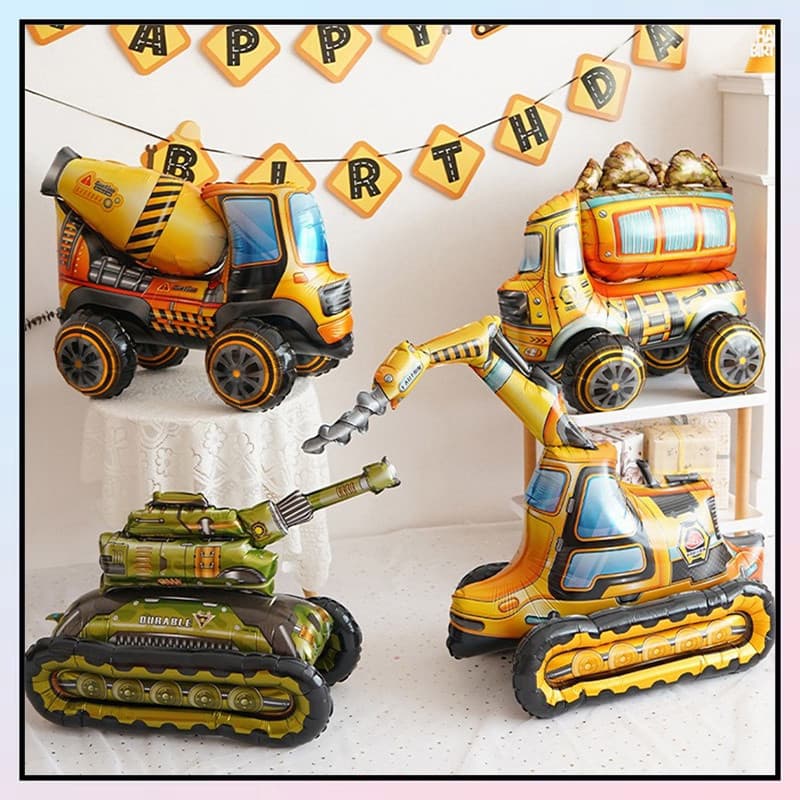 Balões de folha 3D tridimensionais montáveis, em formato de carros, tanques e escavadeiras, usados como brinquedos decor
