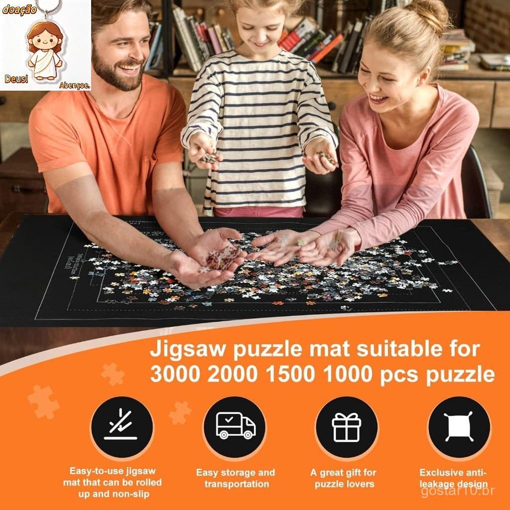 Porta Puzzle Até 2000 Peças Tapete De Quebra-Cabeça Mantenha Limpo E Organizado Roll Up Puzzle Pad Com Fundo Antiderrapa