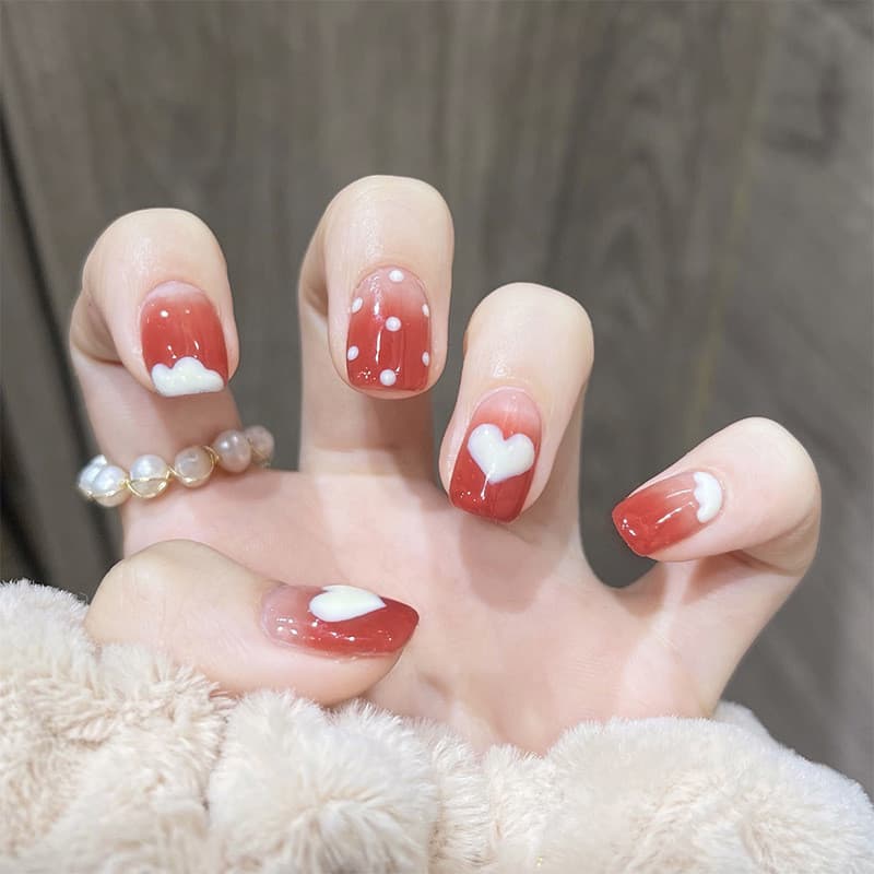 Pasta de feijão amor bolinhas Milkshake remendo de unhas manicure remendo falso usar unhas falsas manicure terminou reme