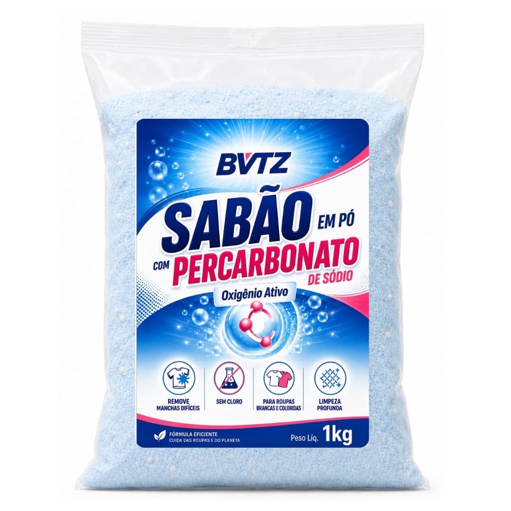 Lava Roupas Sabão Em Pó Com Percarbonato de Sodio Lavanderia Premium Roupas Perfumadas Brancas e Coloridas