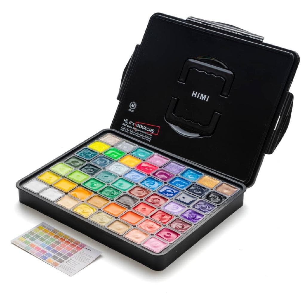 Tinta Guache Profissional Himi 56 Cores Estojo Preto