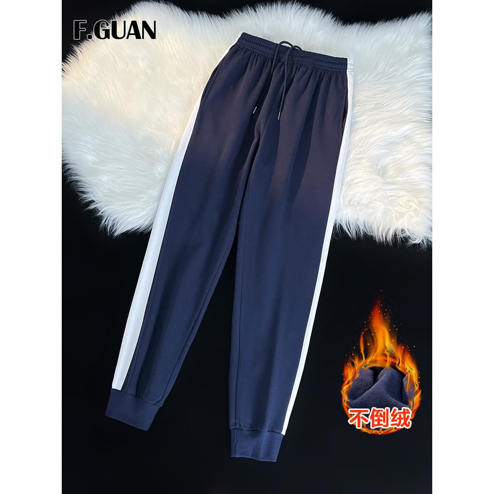 Calça uniforme escolar para estudantes do ensino médio, unissex, folgada, estilo inverno, além de veludo, uma barra, com