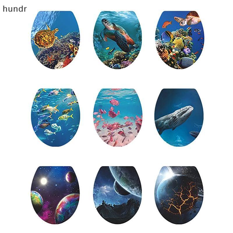 [hundr] Tampa De Vaso Sanitário Com Vários Estilos De Animais Submarinos Padrão Decoração De Banheiro Pintura Removível