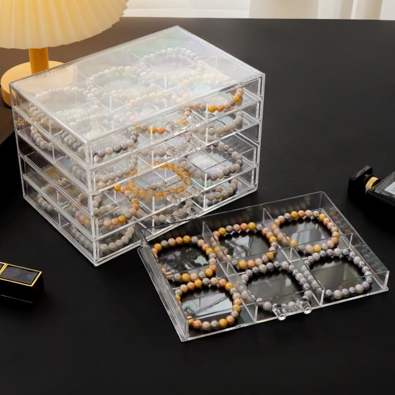 Pulseira transparente treliça bandeja de armazenamento Wenwan caixa de armazenamento de jóias DIY acessórios pulseira ca
