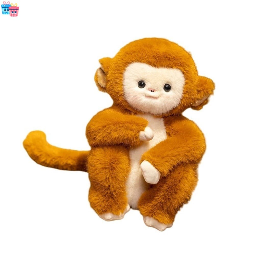 Macaco Dourado Realista Brinquedo De Pelúcia Bonito Macio Orangotango Bicho Pequeno Boneca Huggable Presente De Aniversá