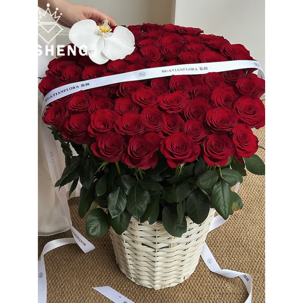 Xinyang Rattan gigante sonhador cesta de flores brancas buquê de rosas flor azul Floral artesanal diy materiais de embal