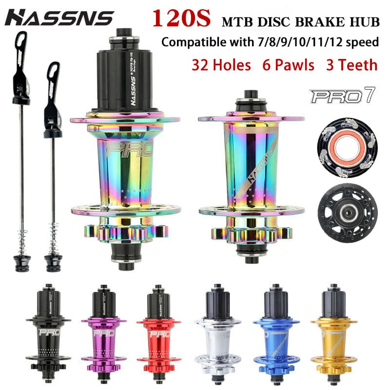 Cubo De mountain bike HASSNS PRO7 , 32 Furos , HG De Liberação Rápida , 6 Mandíbulas , 3 Dentes , 120 Bipes , Compatível