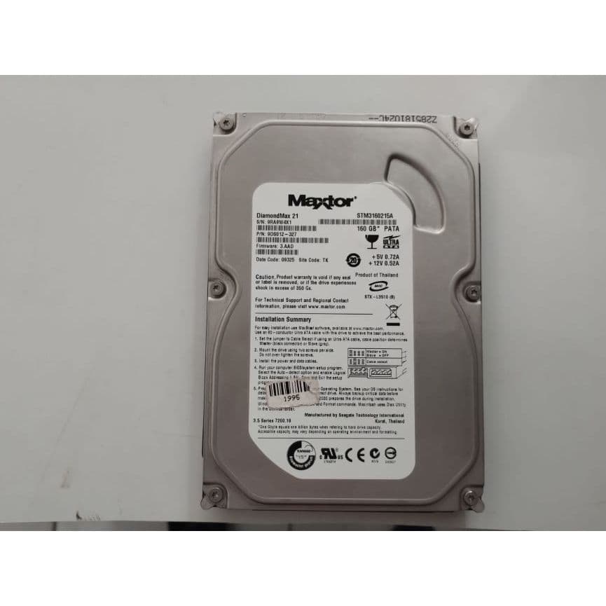 Disco Rígido Interno Maxtor 160GB PATA Com o Windows 10 Home Instalado