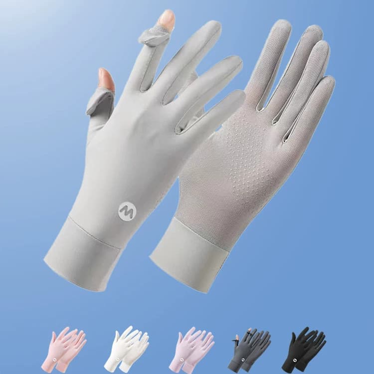 Luvas de proteção solar de seda gelo feminino verão fino anti-ultravioleta condução ciclismo veículo elétrico mangas ant