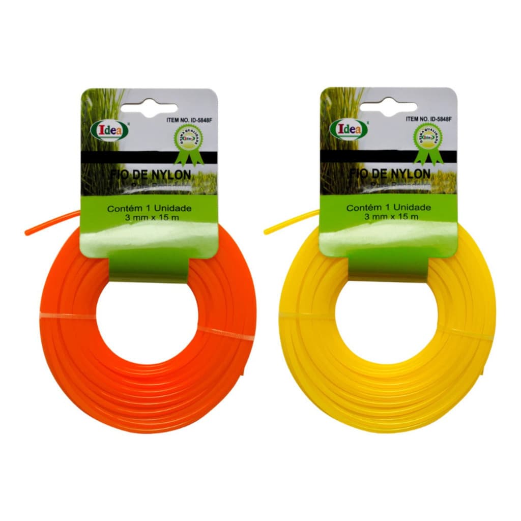 Kit 2 Rolos Fio De Nylon Para Roçadeira Universal 15m X 3mm