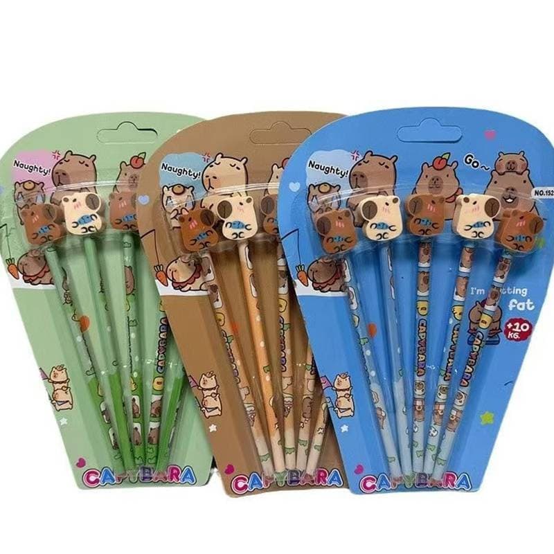 5 Peças/Lote Lápis de Desenho em Forma de Capivara com Borracha para Lembranças de Festa de Aniversário Infantil 3DYZ