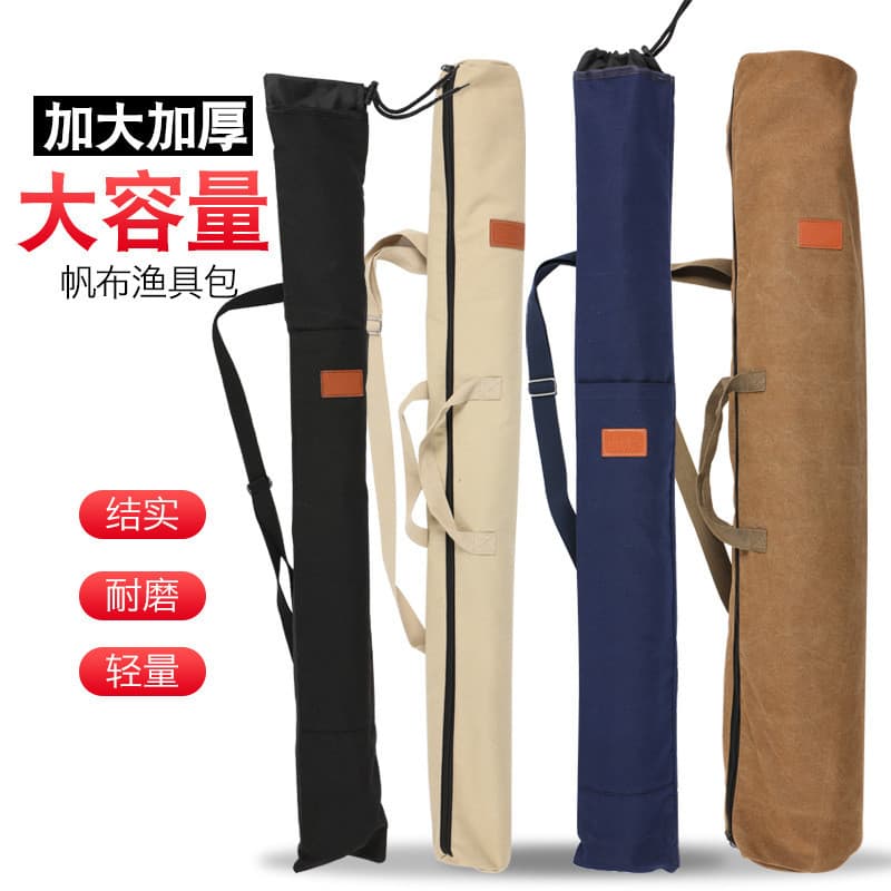 Bolsa multifuncional de lona para vara de pesca, resistente ao desgaste, guarda-chuva de pesca, bolsa de armazenamento c