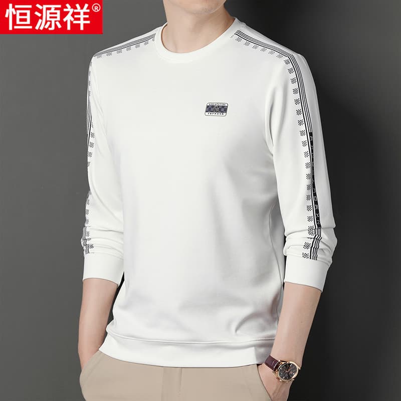 Hengyuanxiang 2024 primavera novo estilo de manga comprida camiseta masculina moletom camisa de fundo na moda em torno d