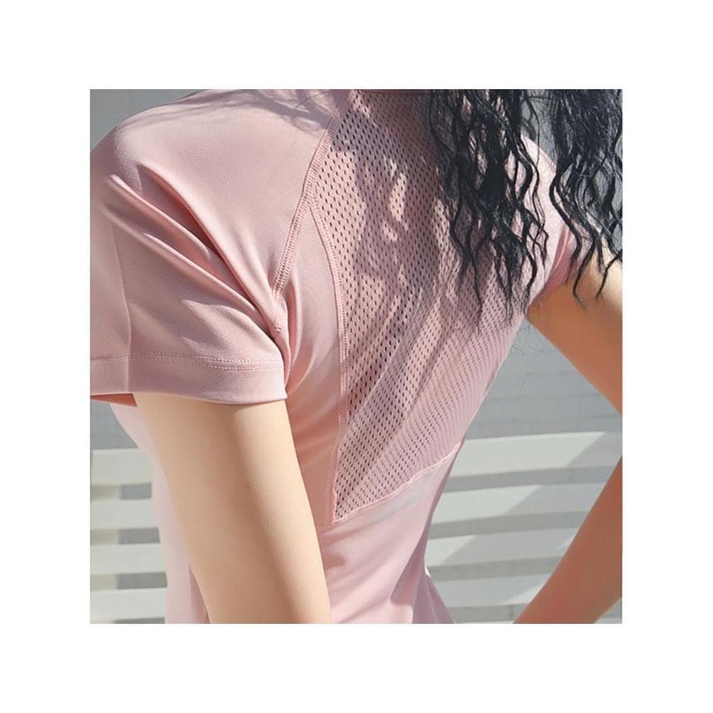Primavera verão esportes femininos de manga curta camiseta de secagem rápida correndo Yoga roupas de Fitness mais magro