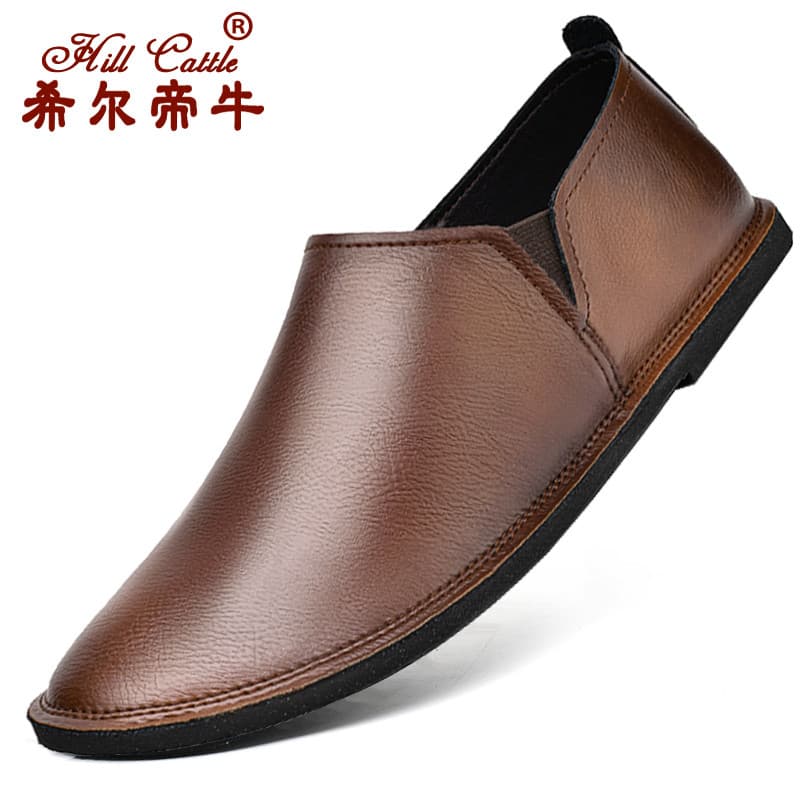 Super macio preguiçoso sapatos verão couro genuíno sola macia ervilhas sapatos Anti-deslizamento respirável capa pé sapa