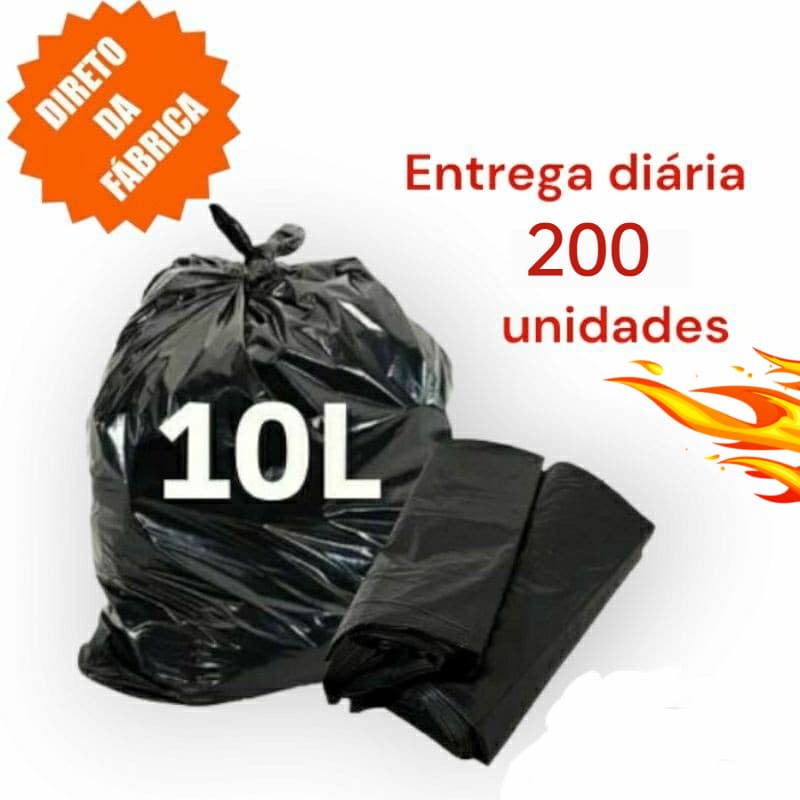 Kit com 200 Sacos de Lixo até 10 Litros Preto reforçado OFERTA