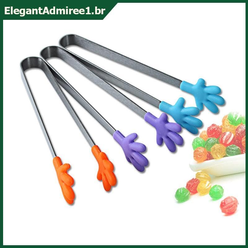 ELEGA Silicone Aço Inoxidável Cozinhar Cozinha Pinça De Gelo Comida Churrasco Salada Clipe De Mão