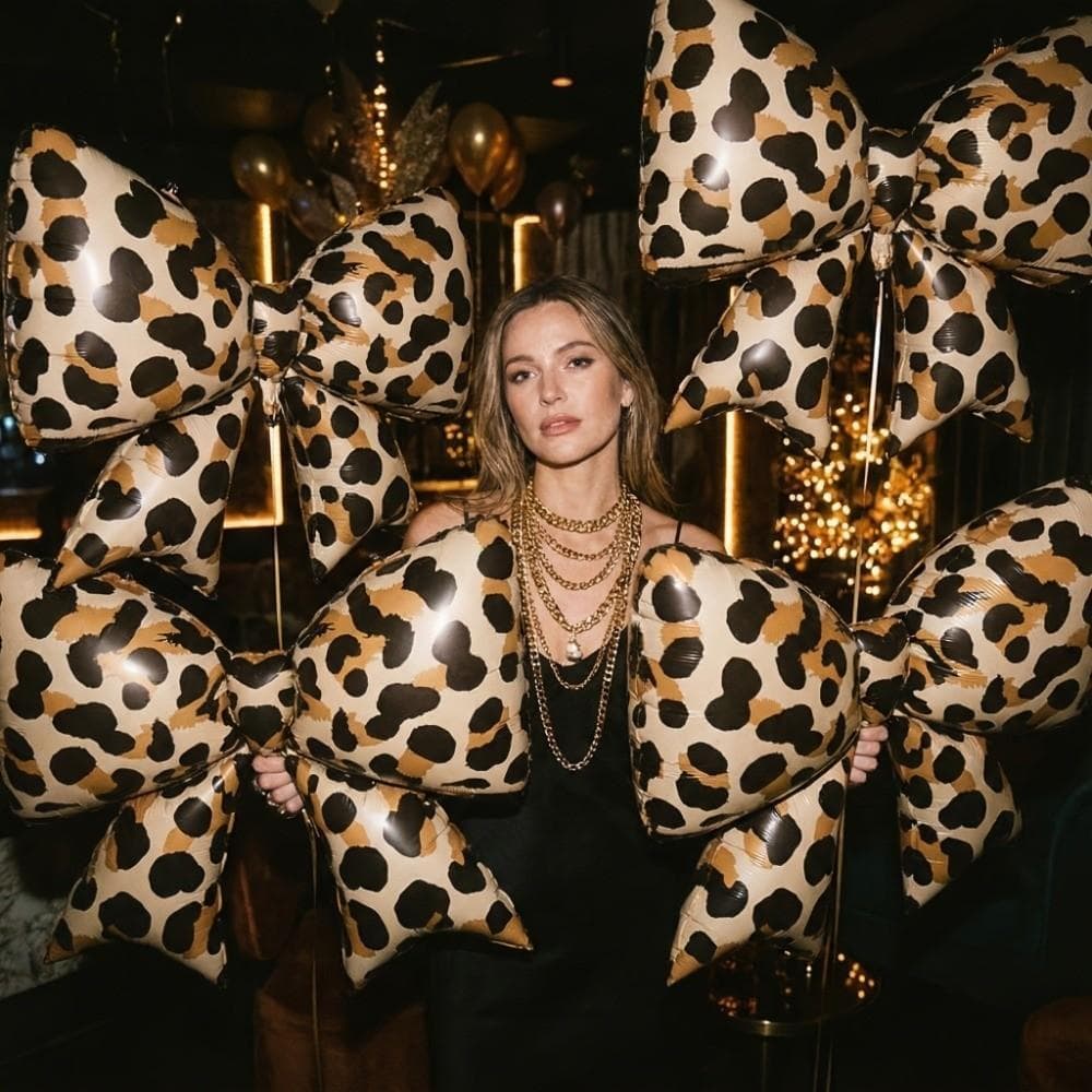 2 Peças De Balão Com Laço , Romântico Grosso Estampa De Leopardo Inflável Para Festa De Festival