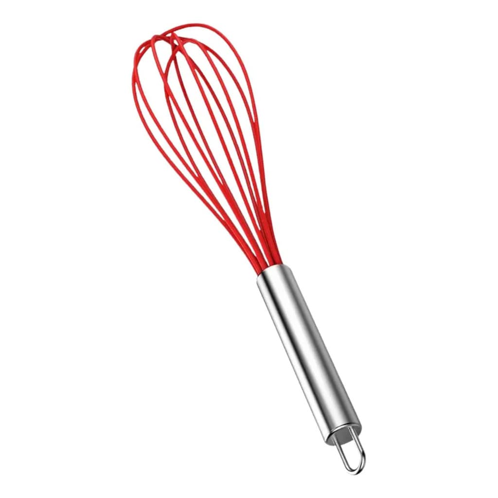 Batedor Fuet Premium Silicone Vermelho Cabo Inox 30cm Line