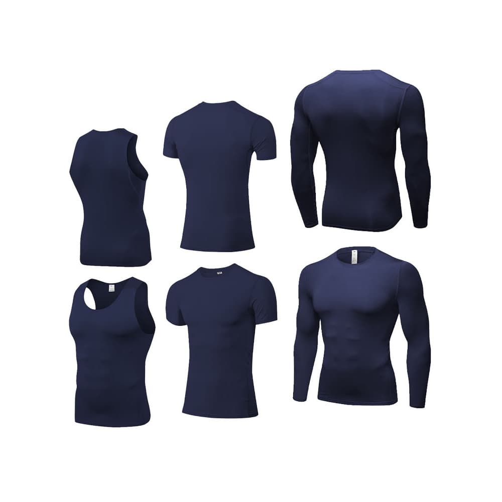 Azul marinho roupas de Fitness masculino ginásio correndo treinamento ferro roupas de secagem rápida alta compressão elá