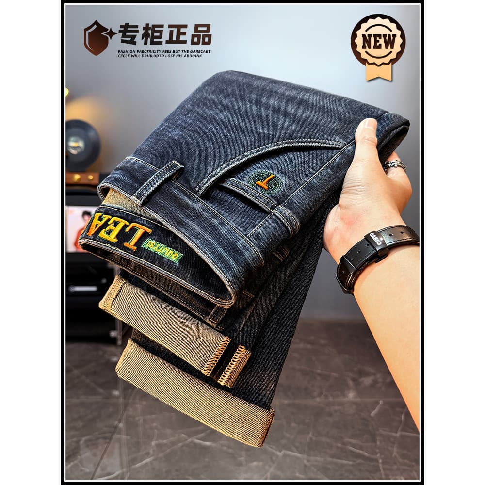 2026 verão novo estilo Jeans masculino elástico calças retas Design High-End All-Match solto calças masculinas casuais