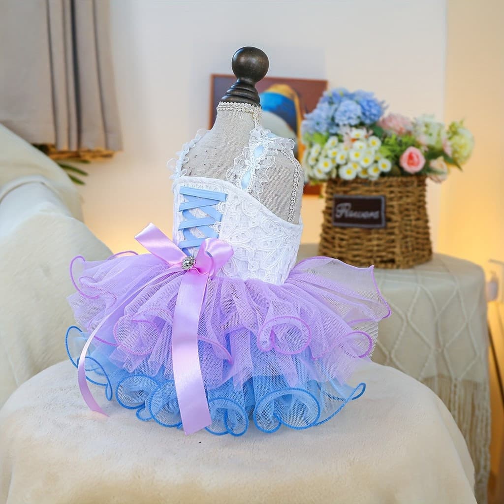 Roupa para Cães Pequenos, Vestido Estilo Princesa Primavera/Verão para Filhotes de Yorkshire, Maltês, West Highland e Po