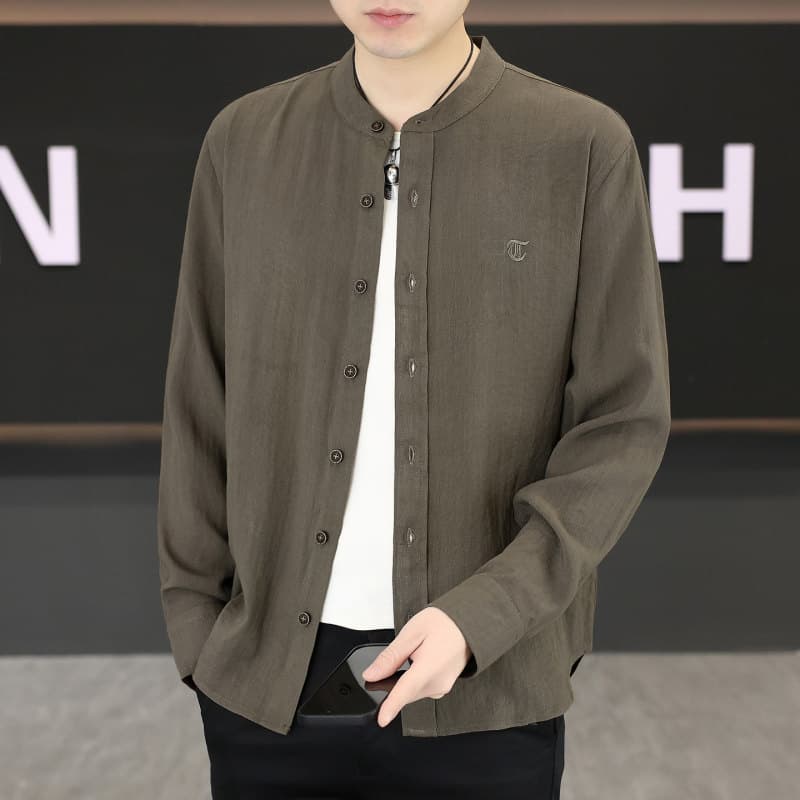 Street Wear camisa de manga comprida masculina 2026 primavera outono novo estilo high-end high-end estilo chinês camisa