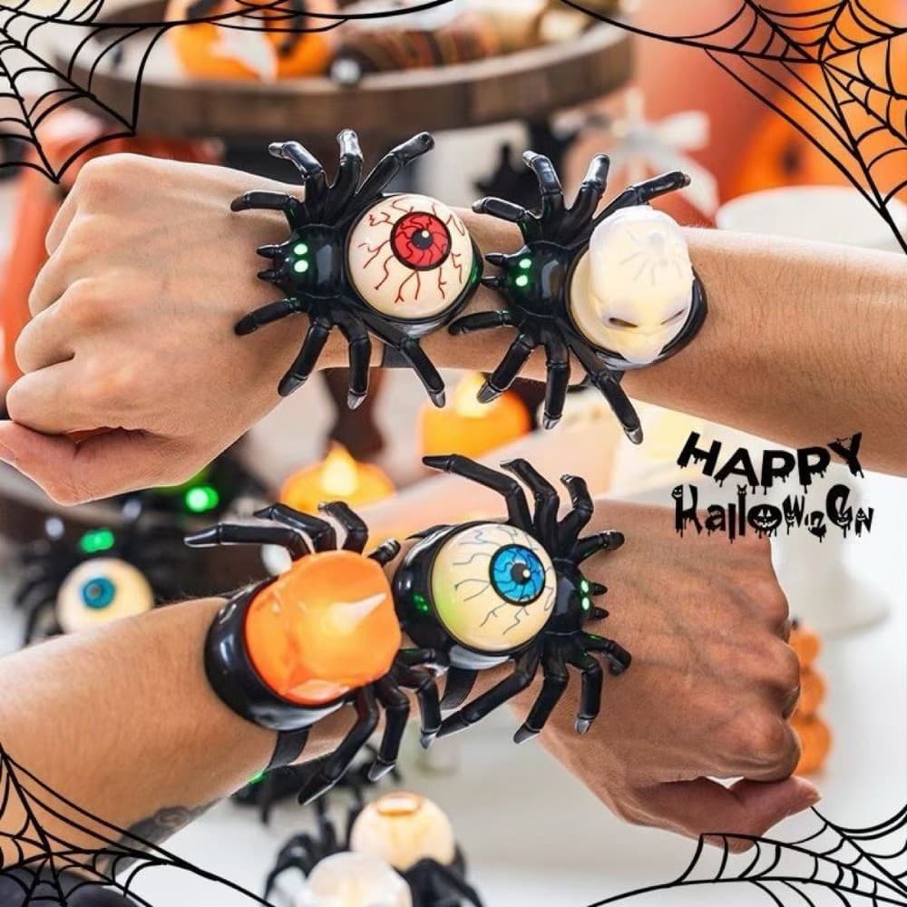 1 Pçs Relógio De Aranha Brilhante De Halloween Com Luz De Vela De Olhos Pop , Decoração De Adereço De Pulseira , Decorat