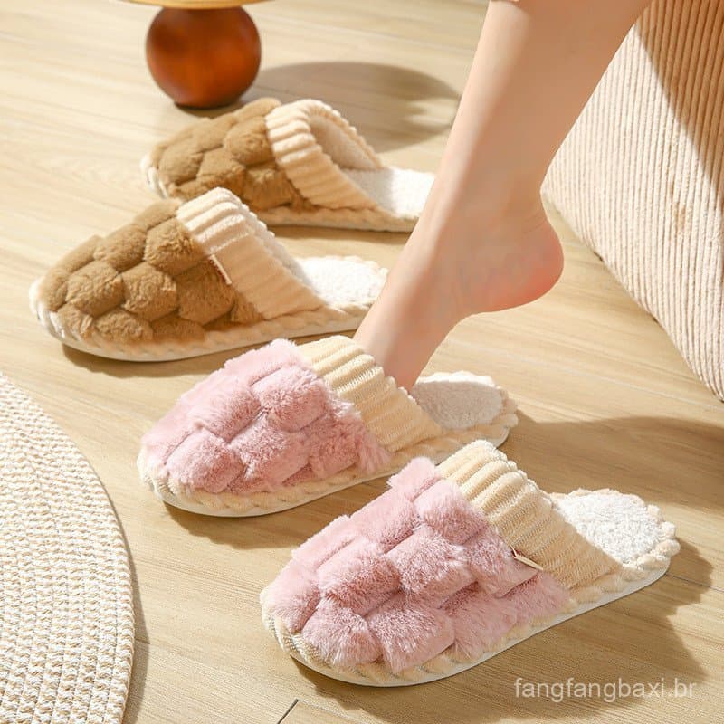 Desgaste ao ar livre novo estilo chinelos de sola grossa casal masculino feminino outono inverno casa interior chinelos
