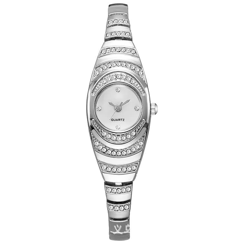 Relógio feminino elegante e estiloso com mostrador pequeno e incrustações de diamantes, relógio de quartzo.