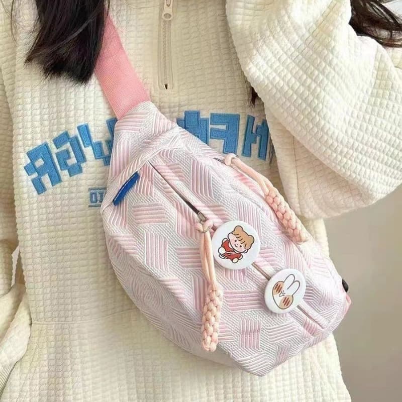 Bolsa transversal simples e casual, fofa e moderna, estilo Mori, bolsa de peito de nicho, bolsa de cintura versátil para