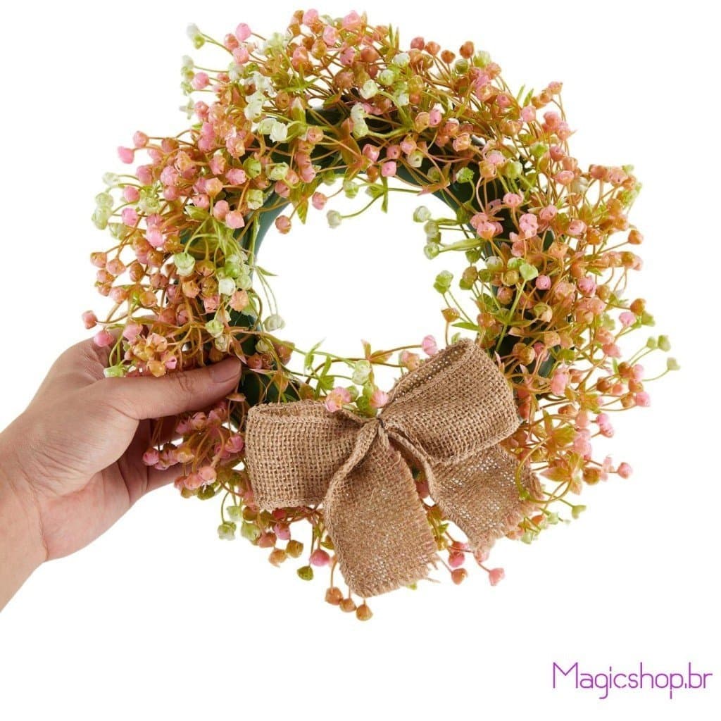 Mag-Coroa Flor Artificial Decorativa, Guirlanda de Porta de Gypsophila Artificial para Entrada de Casa, Casamento e Mais