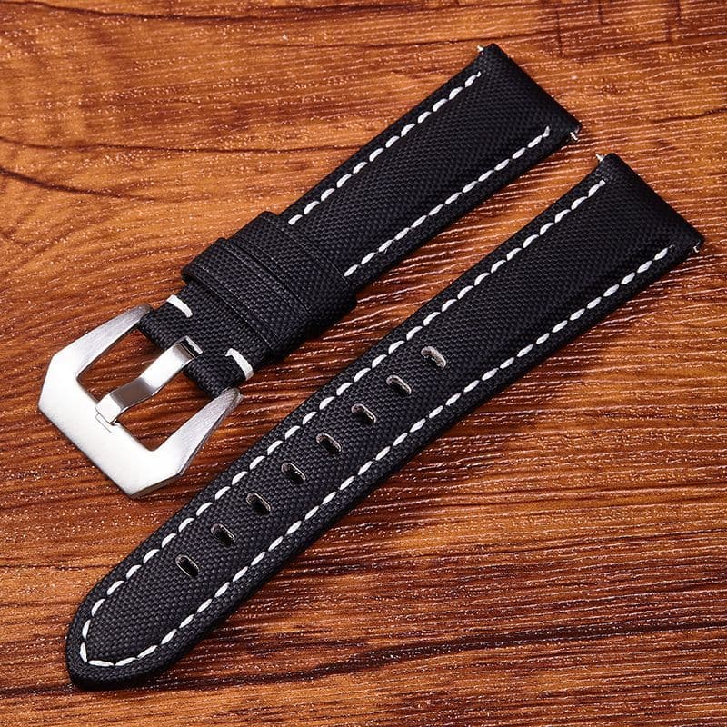 [Alça] Pulseira de couro genuíno estilo retrô de Nylon de alta qualidade adequada para fivela de prata de liberação rápi