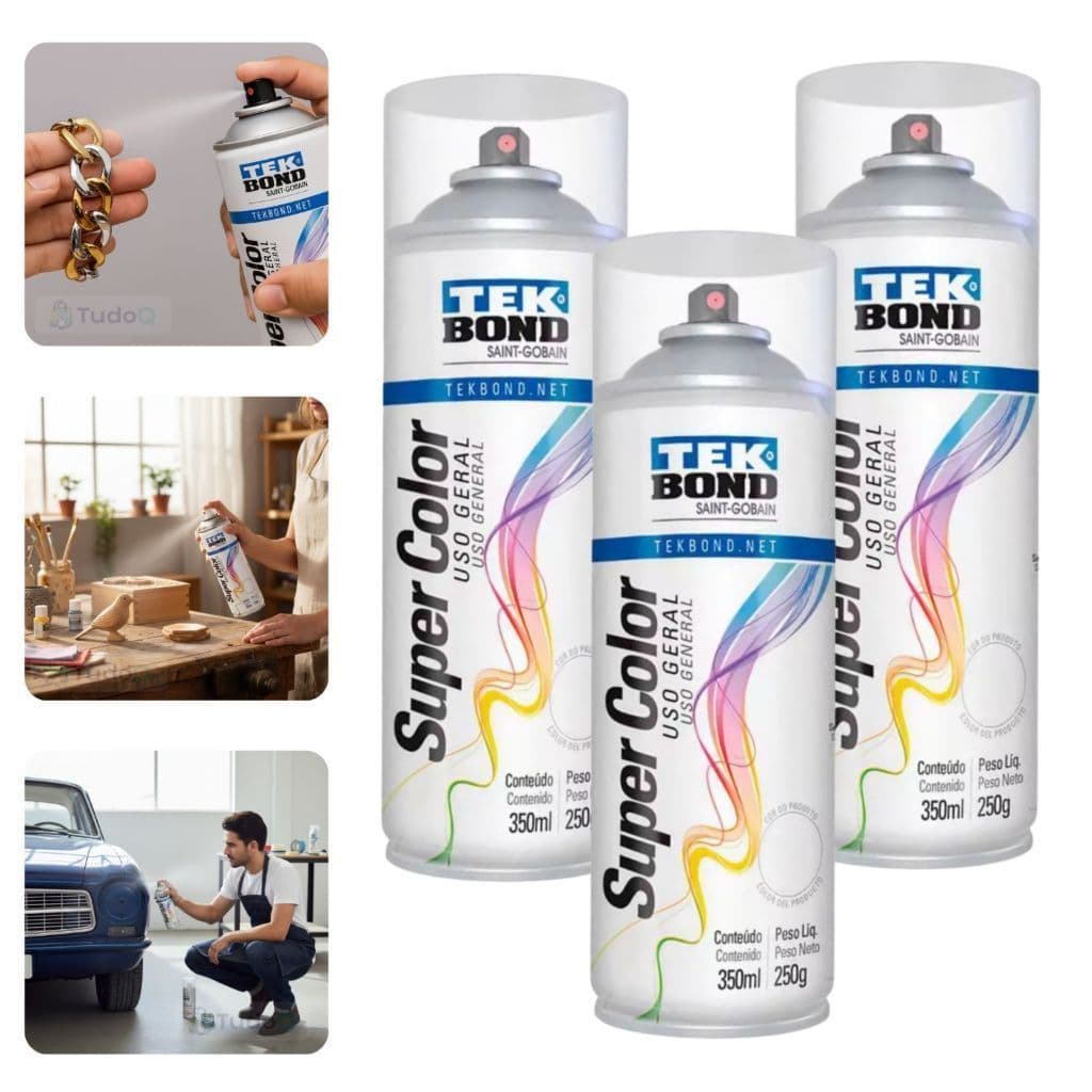 3 Verniz Spray Brilhante Incolor Tekbond 350ml – Acabamento para Joias e Bijuterias
