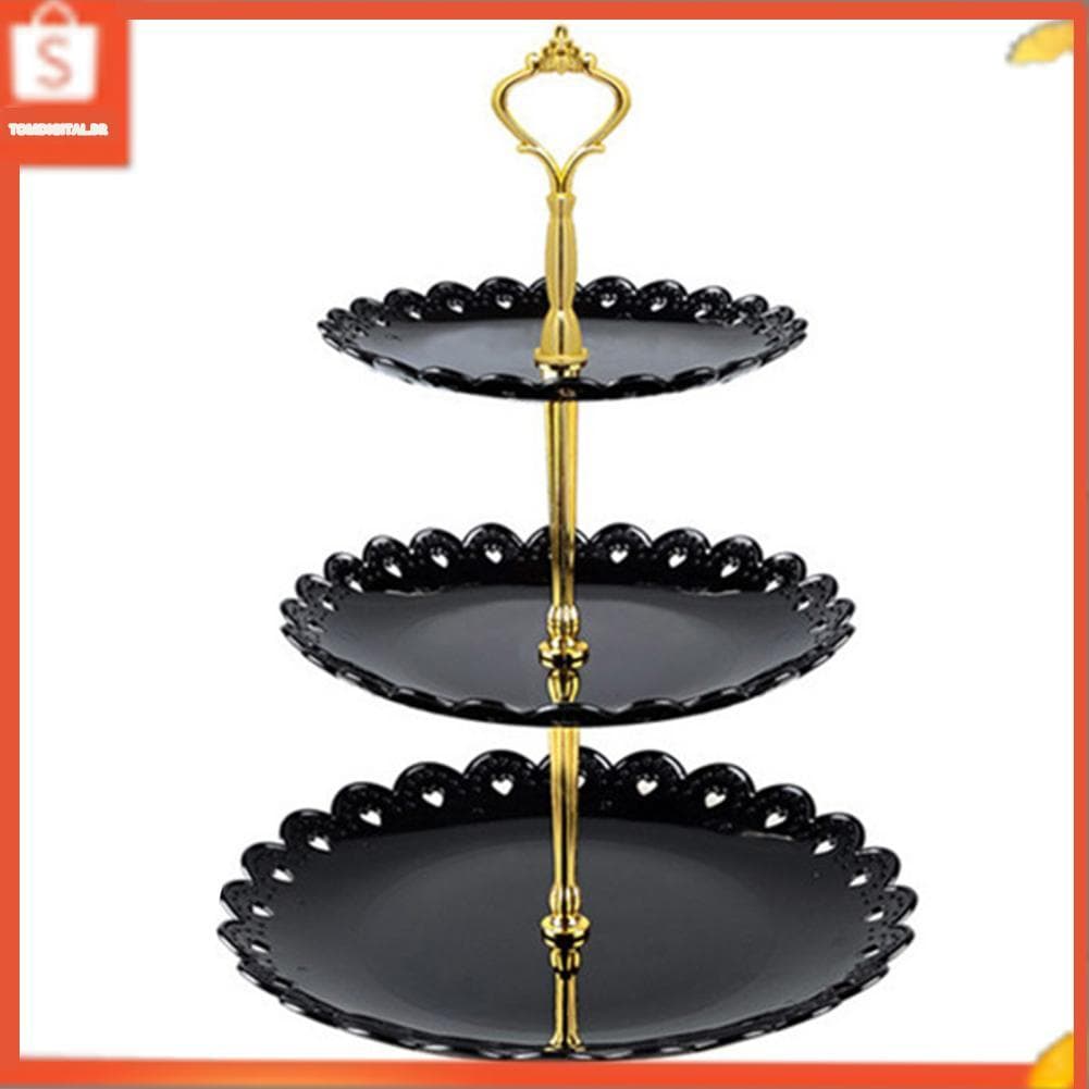 Vistreck Bandeja de suporte para cupcake de 3 camadas, 13,8 pol. de altura, economia de espaço, leve, torre de