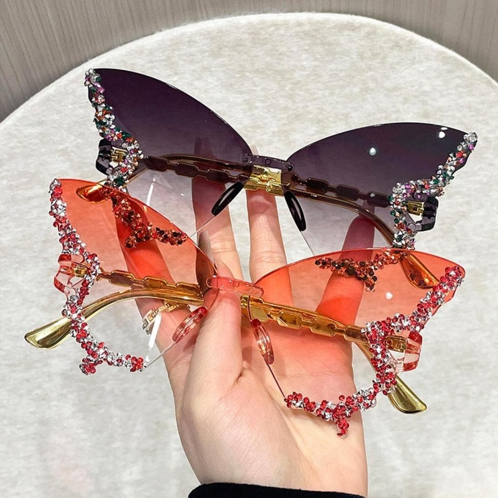 Elegante Vintage Borboleta Padrão Óculos De Sol De Armação Grande Para Mulheres Alta Qualidade Luxuosa Moda Proteção UV