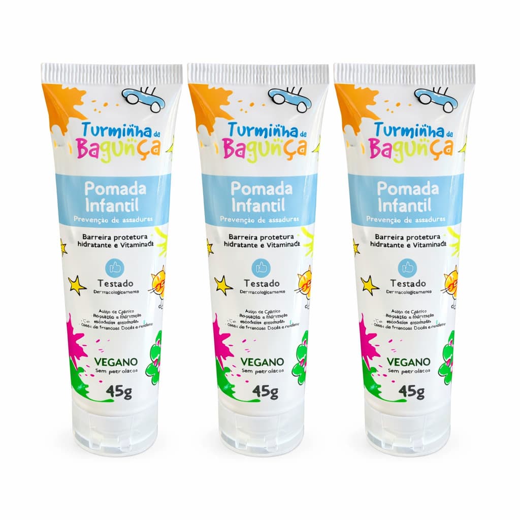 Kit 3 Pomadas Assadura Infantil 45g | Protege e Trata Bebê – Turminha da Bagunça