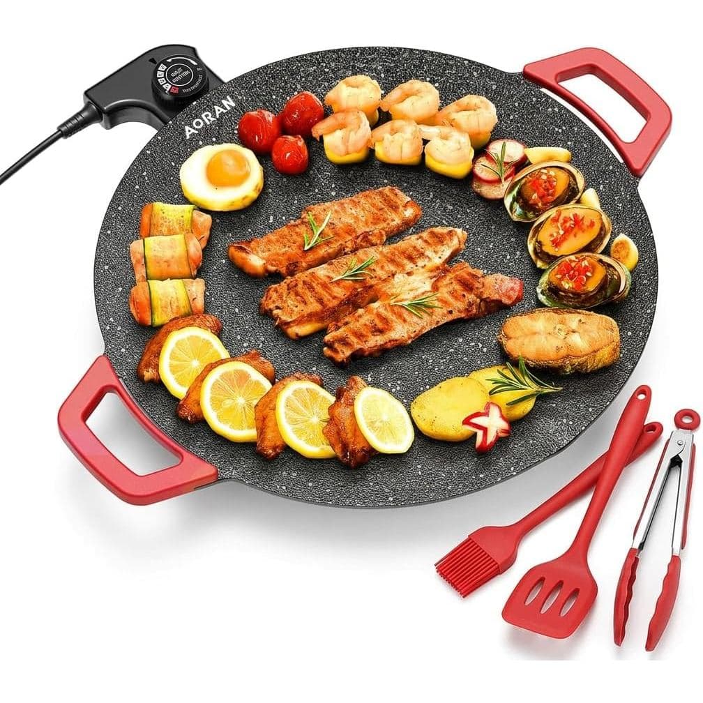 Conjunto Elétrico Sem Fumaça Para Churrasqueira Interna AORAN-Grelha Elétrica Antiaderente Uso Interno , Cozinha Compact