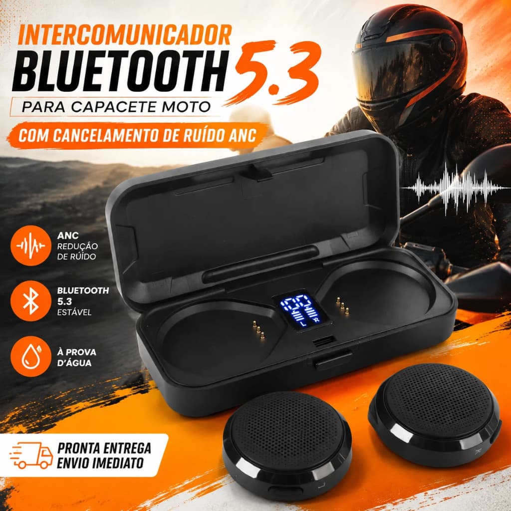 Intercomunicador Bluetooth 5.3 Para Capacete Moto Com Cancelamento De Ruído ANC