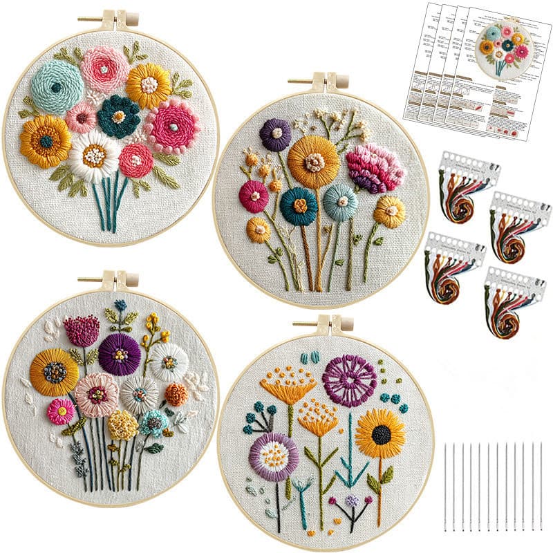 Flores DIY Bordado Pontos Kit De Prática Com Aro Artesanato Para Iniciantes Presente